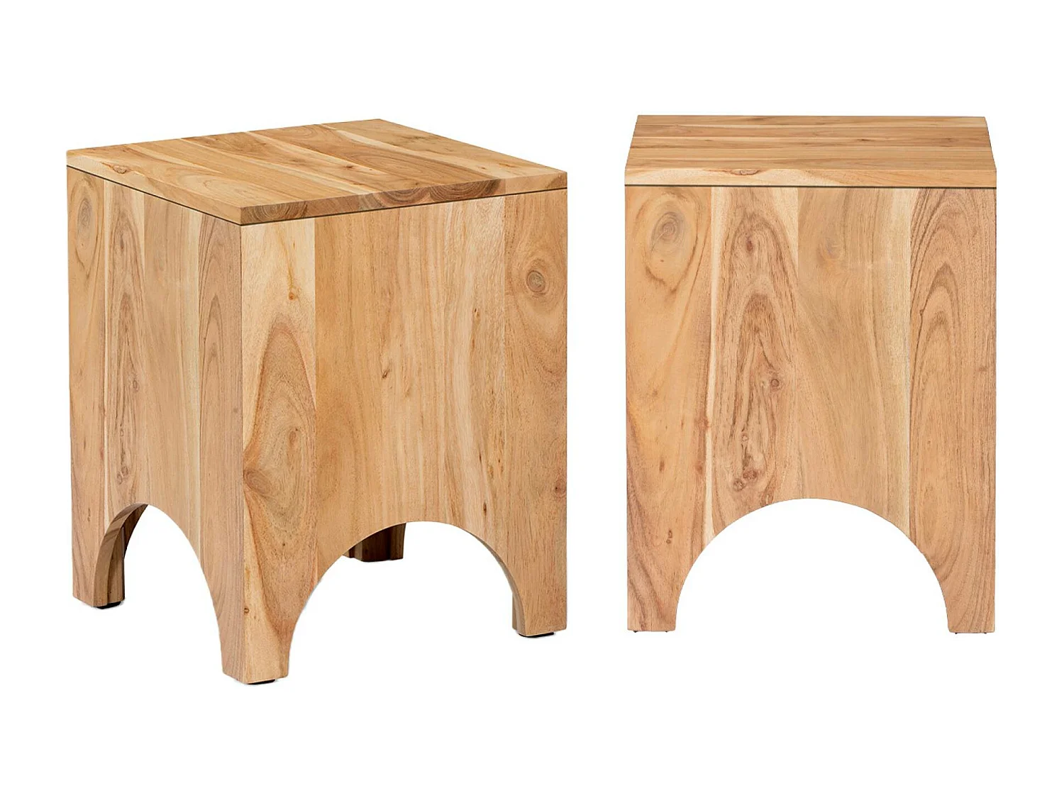 Mesita de noche, mesa auxiliar de madera de acacia , set de 2 natural