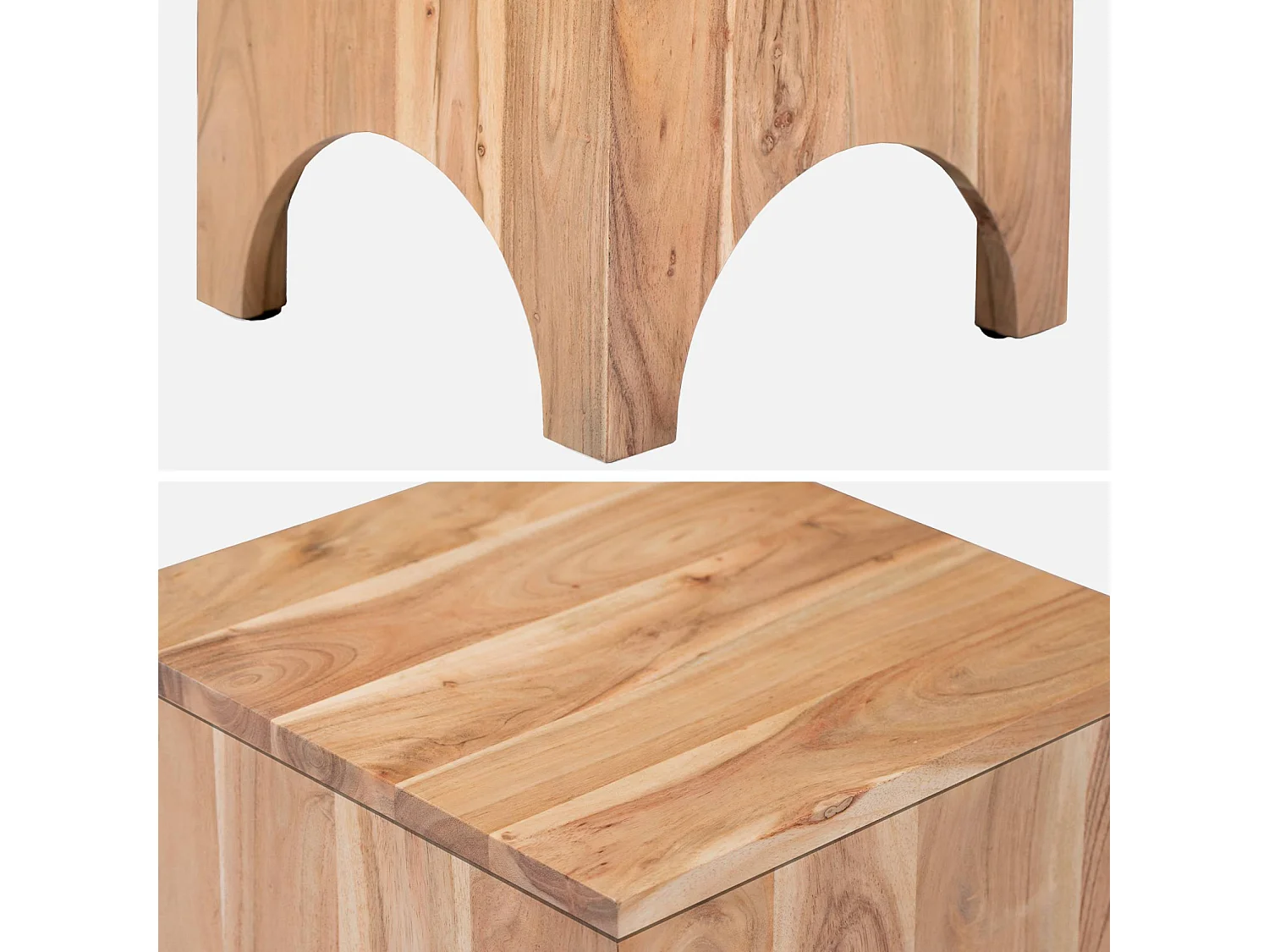 Mesita de noche, mesa auxiliar de madera de acacia , set de 2 natural