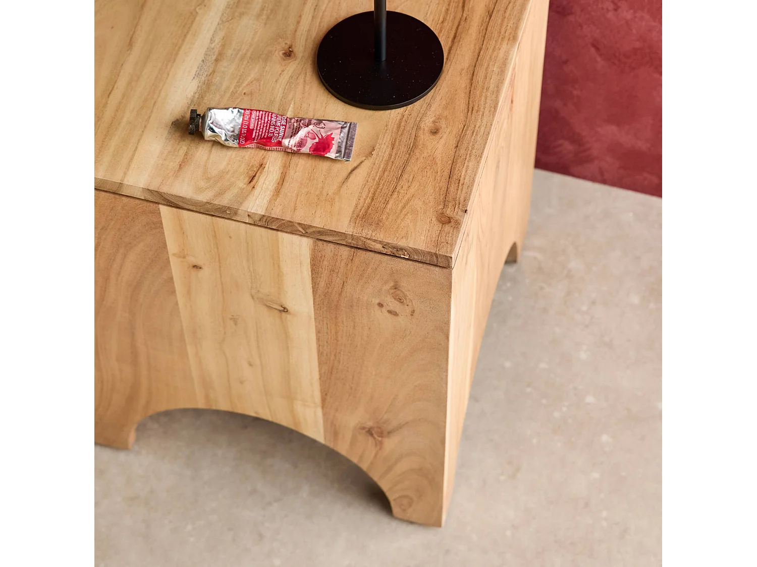 Mesita de noche, mesa auxiliar de madera de acacia , set de 2 natural