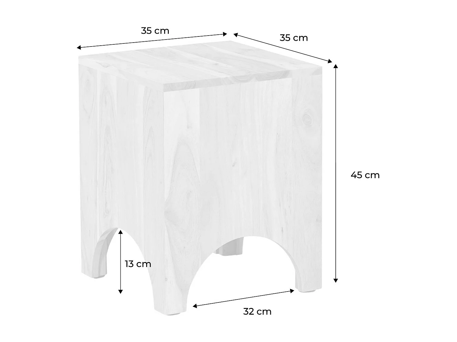 Mesita de noche, mesa auxiliar de madera de acacia , set de 2 natural