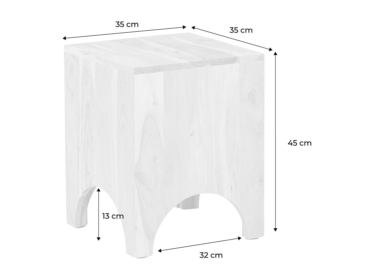 Mesita de noche, mesa auxiliar de madera de acacia , set de 2 natural