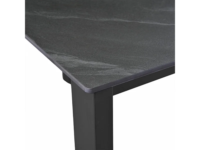 Table haute 140 cm rectangle céramique gris anthracite marbré - HARPER