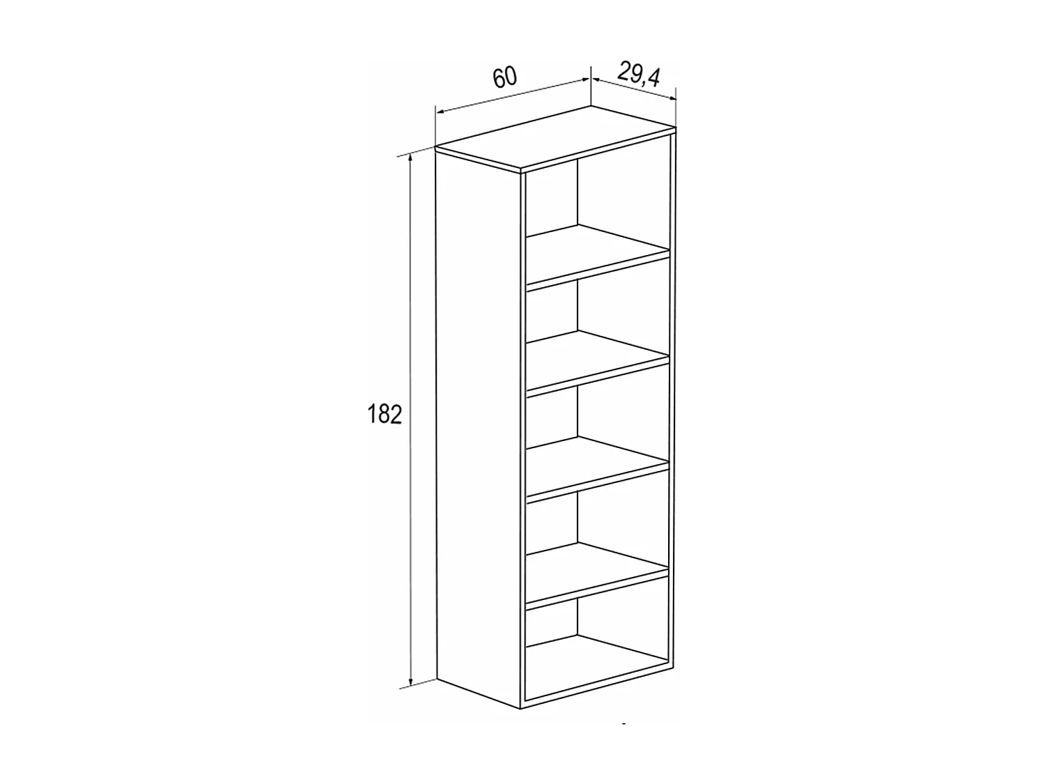 Etagère, meuble étagère haute coloris chêne Mauvella - Longueur 60 x profondeur 29,40 x hauteur 182 cm