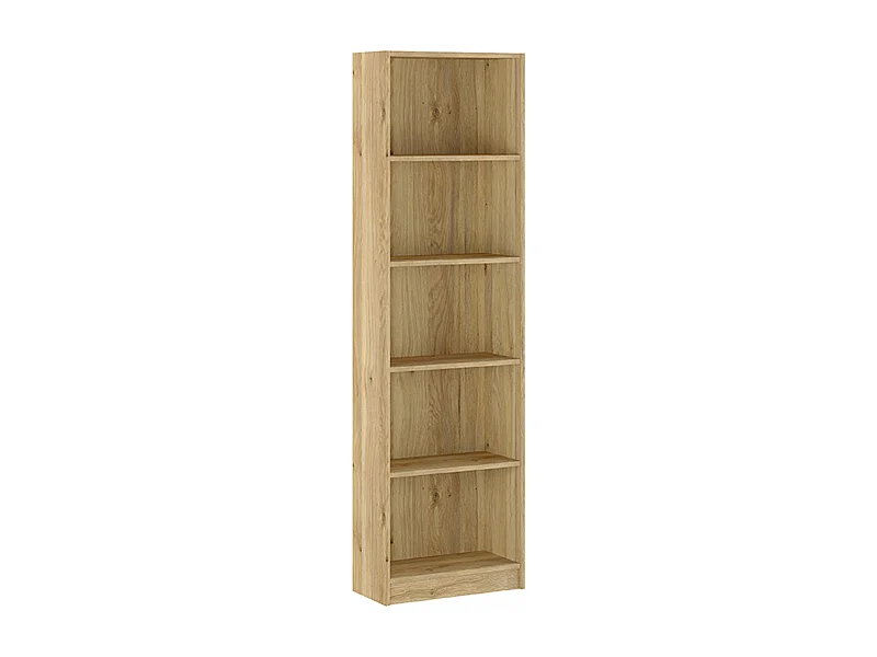 Etagère, meuble étagère avec 5 cases coloris chêne Mauvella - Longueur 51,9 x profondeur 24,6 x hauteur 178,3 cm