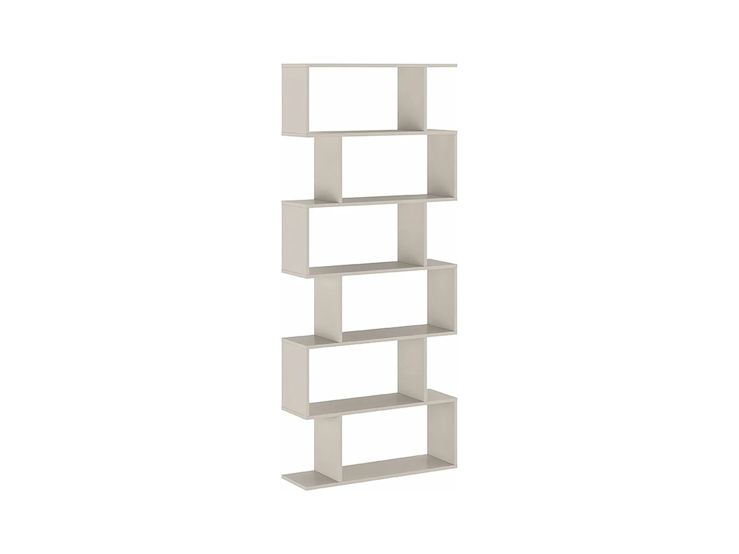 Etagère asymétrique haute, meuble étagère coloris beige -  Longueur 80  x profondeur 24,60 x hauteur 191 cm