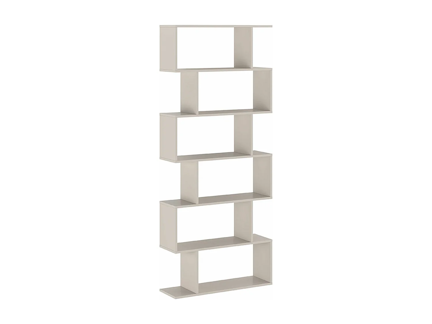 Etagère asymétrique haute, meuble étagère coloris beige -  Longueur 80  x profondeur 24,60 x hauteur 191 cm