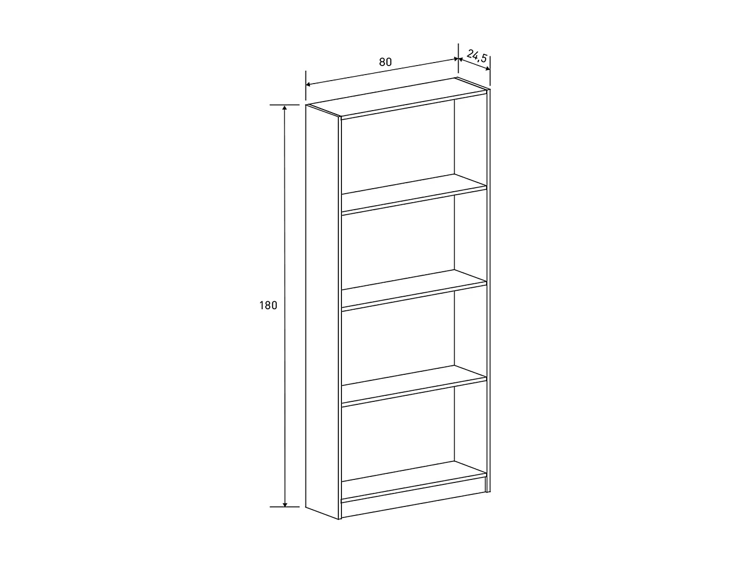 Etagère, meuble étagère avec 4 cases coloris beige - Longueur 80 x profondeur 24,50 x hauteur 180 cm