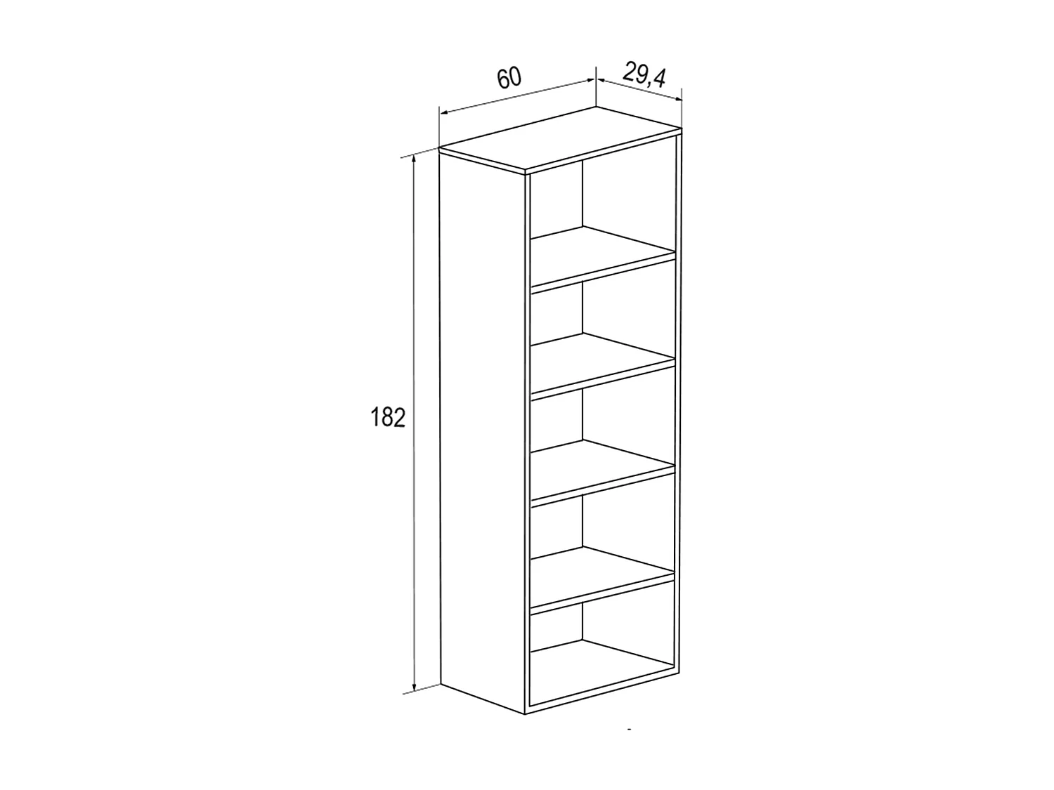 Etagère, meuble étagère haute coloris beige - Longueur 60 x profondeur 29,40 x hauteur 182 cm