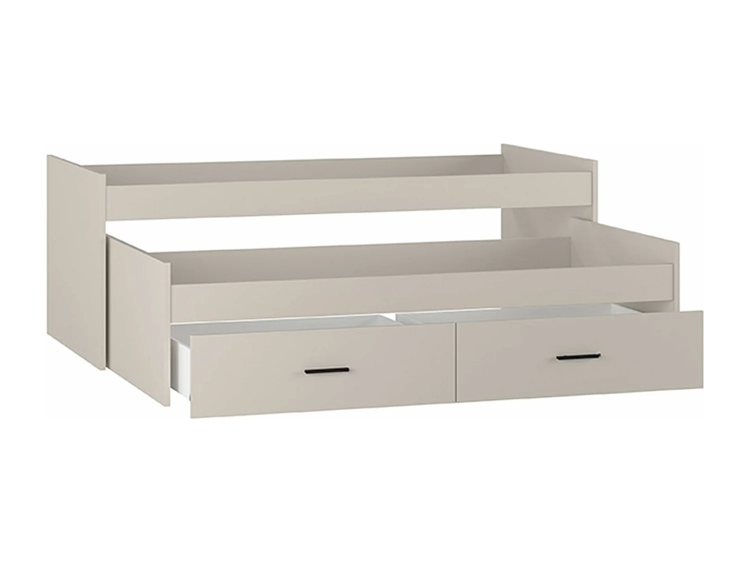 Lit gigogne avec 2 tiroirs coloris beige - Longueur 195,20 x profondeur 98 x hauteur 48,50 cm