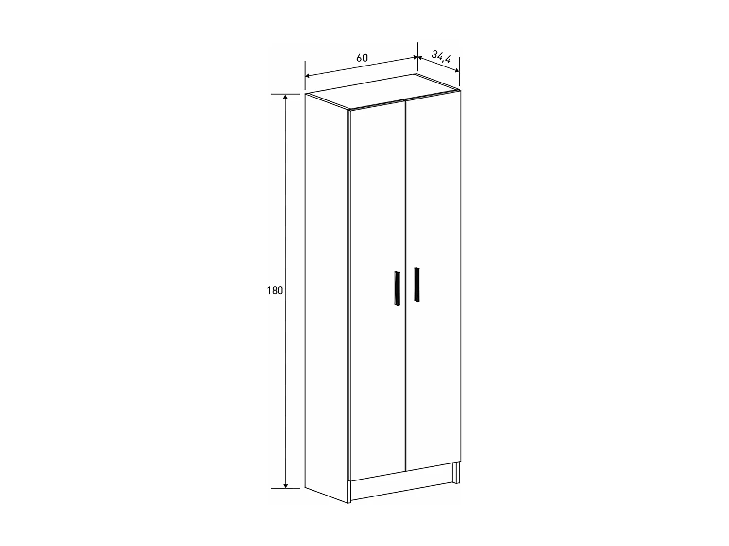 Armoire polyvalente avec 2 portes coloris beige  - Longueur 60 x profondeur 34,40 x hauteur 180 cm