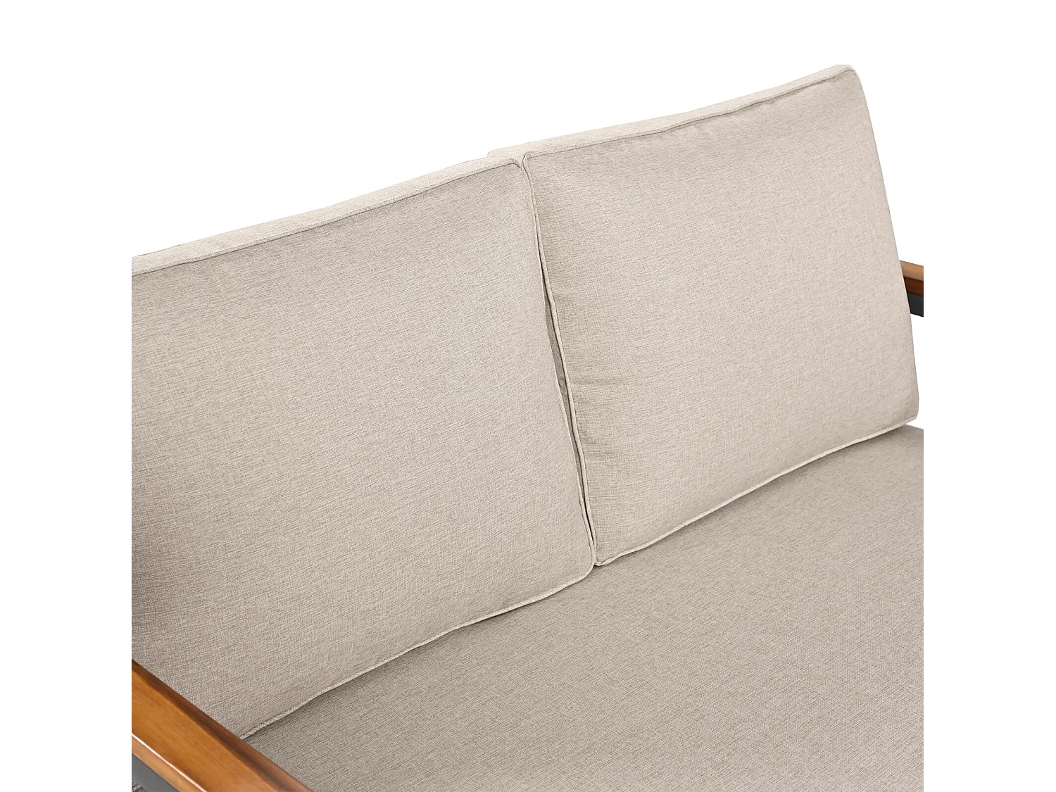 Gegalvaniseerde stalen tuin eetkamer, 4 plaatsen, houten tafel en armleuningen, verstelbare voeten stoelen, beige