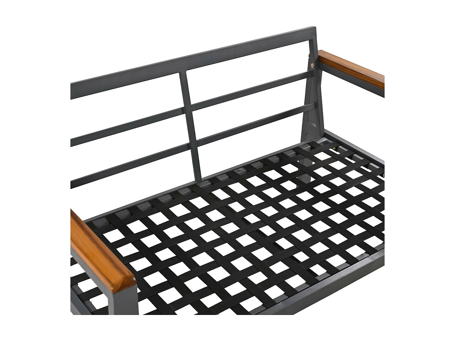 Gegalvaniseerde stalen tuin eetkamer, 4 plaatsen, houten tafel en armleuningen, verstelbare voeten stoelen, beige