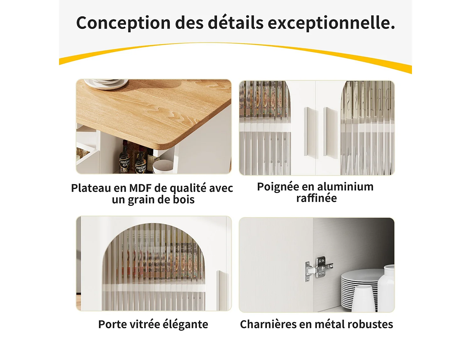 Ilot central de cuisine 2 portes et 3 etagère, avec roulettes pivotantes, table pliable, 120x30/70x79.5cm, Blanc