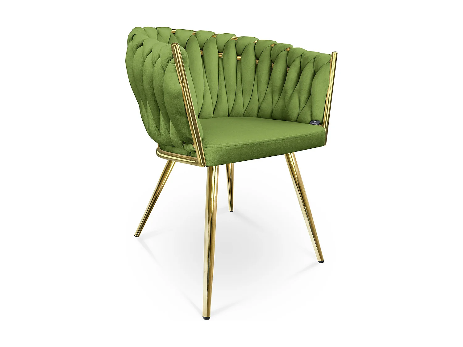 Poltrona in velluto verde pistacchio, sedia imbottita da pranzo – Elise