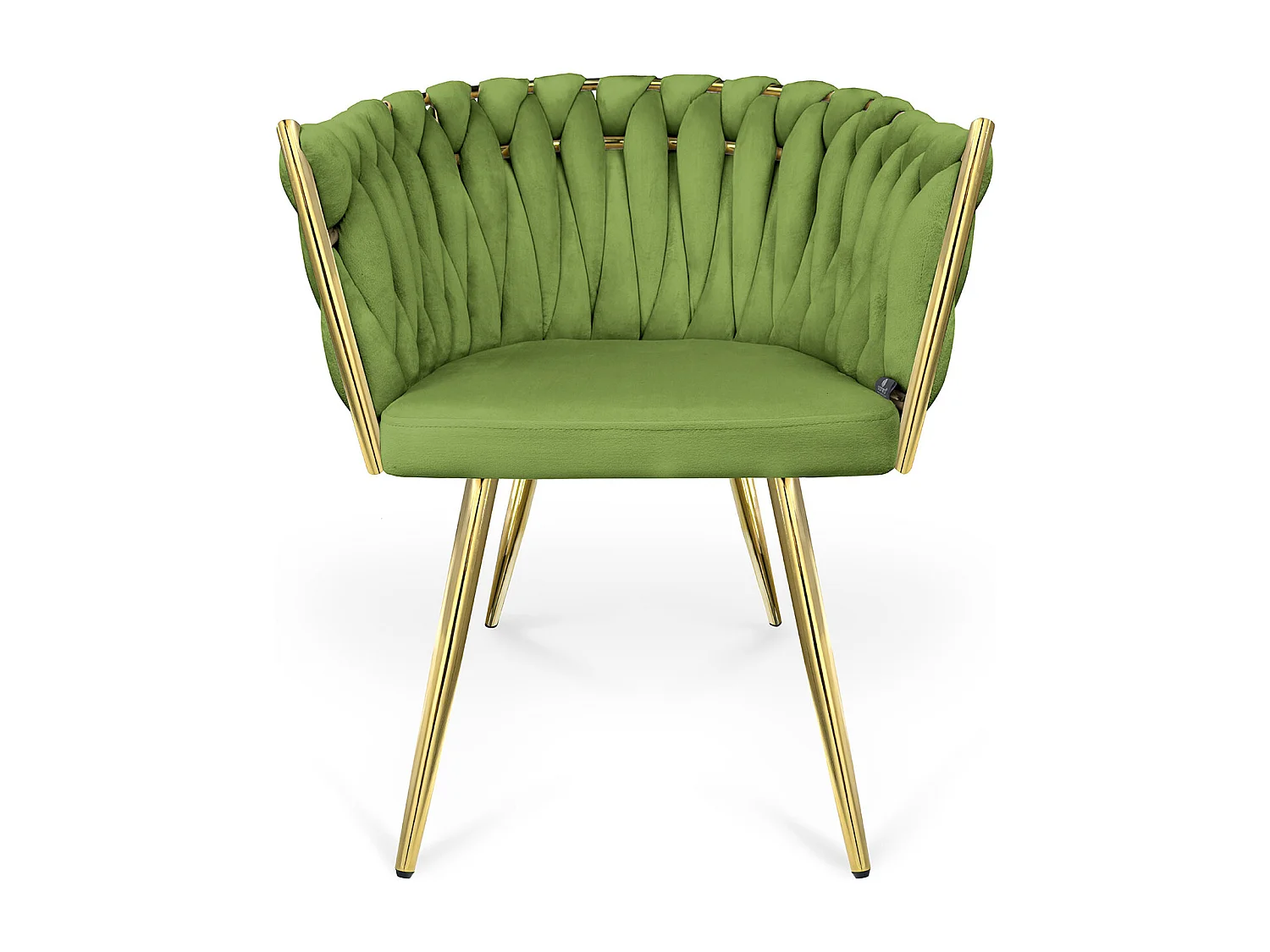 Poltrona in velluto verde pistacchio, sedia imbottita da pranzo – Elise