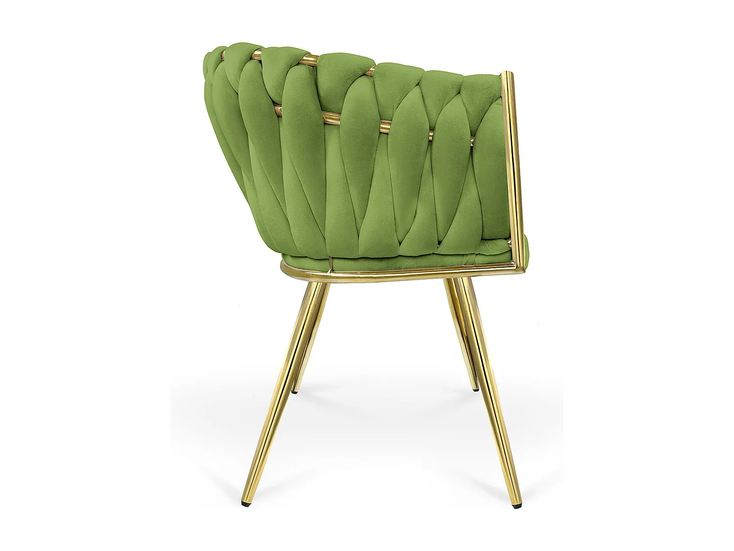 Poltrona in velluto verde pistacchio, sedia imbottita da pranzo – Elise