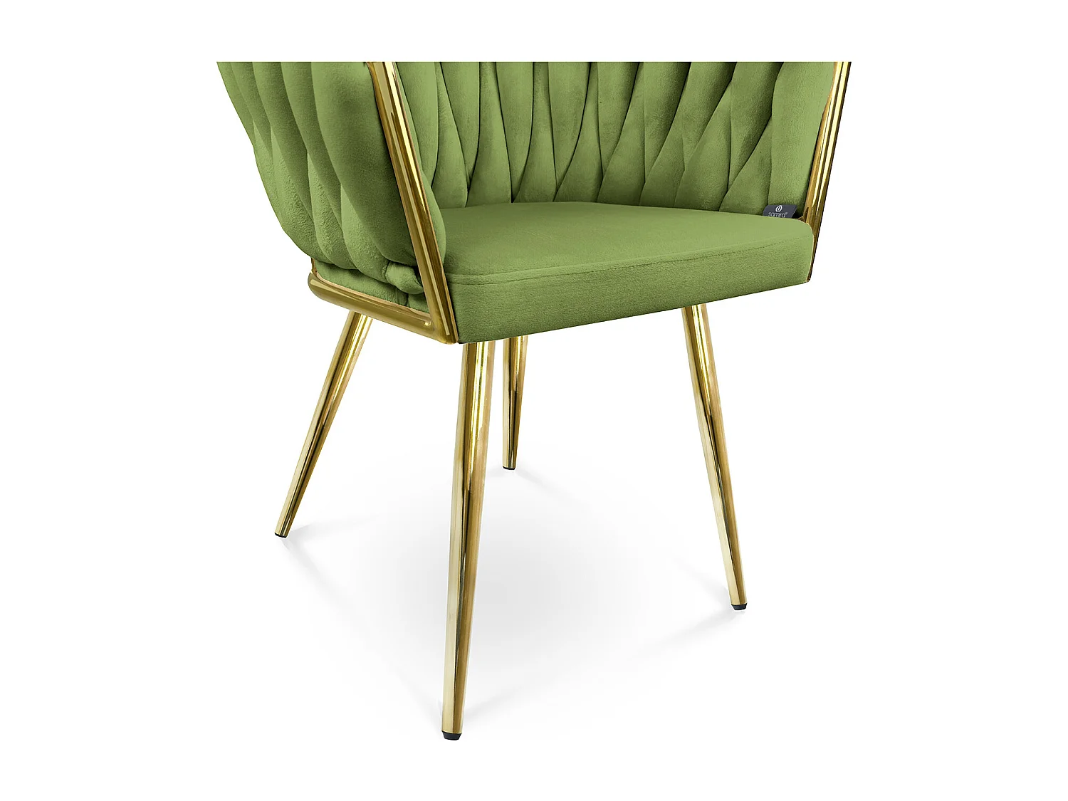 Poltrona in velluto verde pistacchio, sedia imbottita da pranzo – Elise