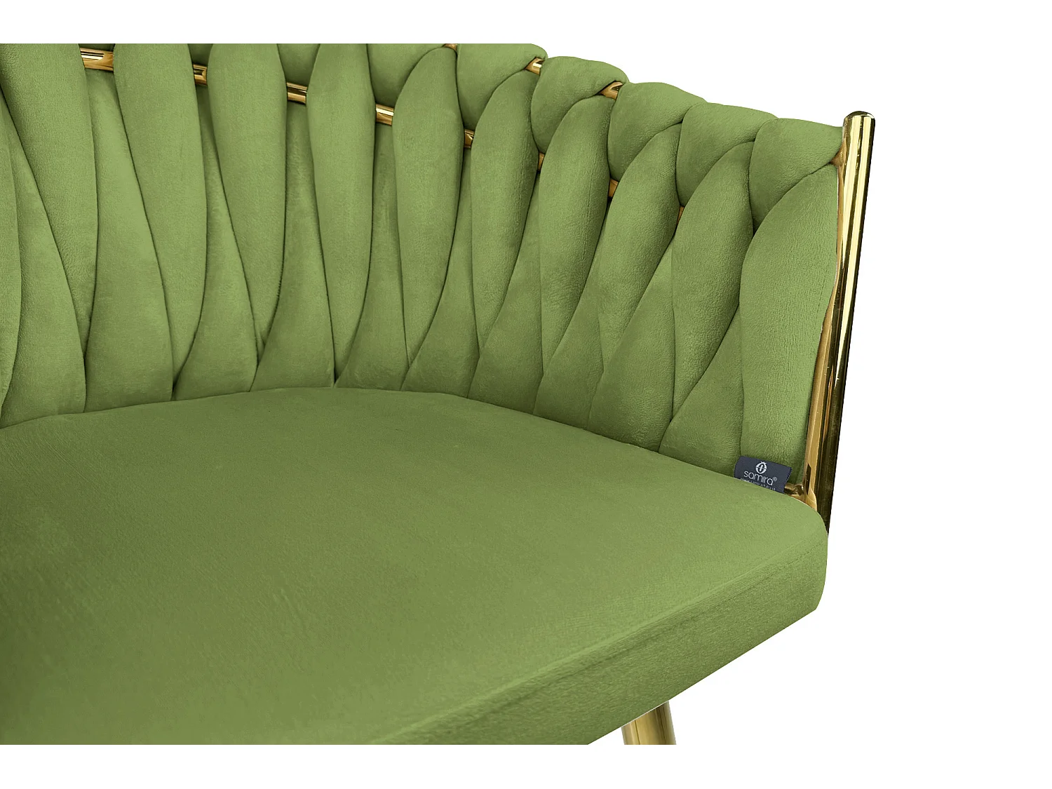 Poltrona in velluto verde pistacchio, sedia imbottita da pranzo – Elise