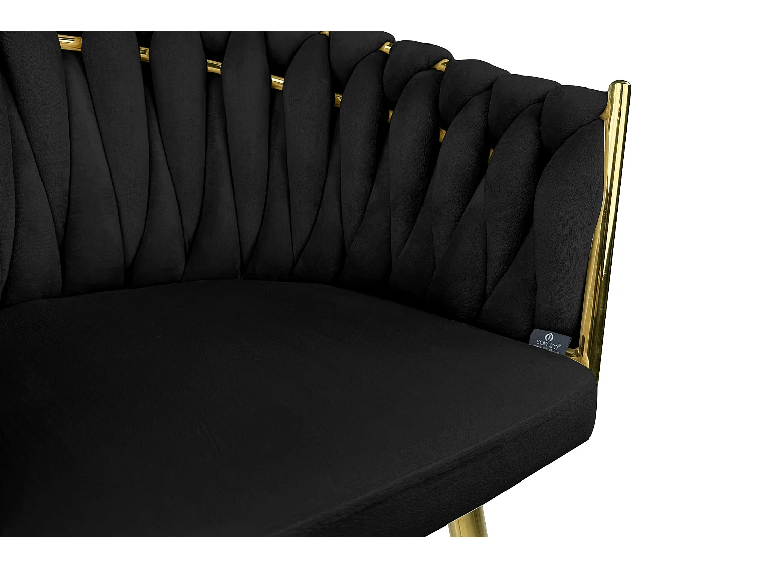 Poltrona in velluto nero, sedia imbottita da pranzo – Elise