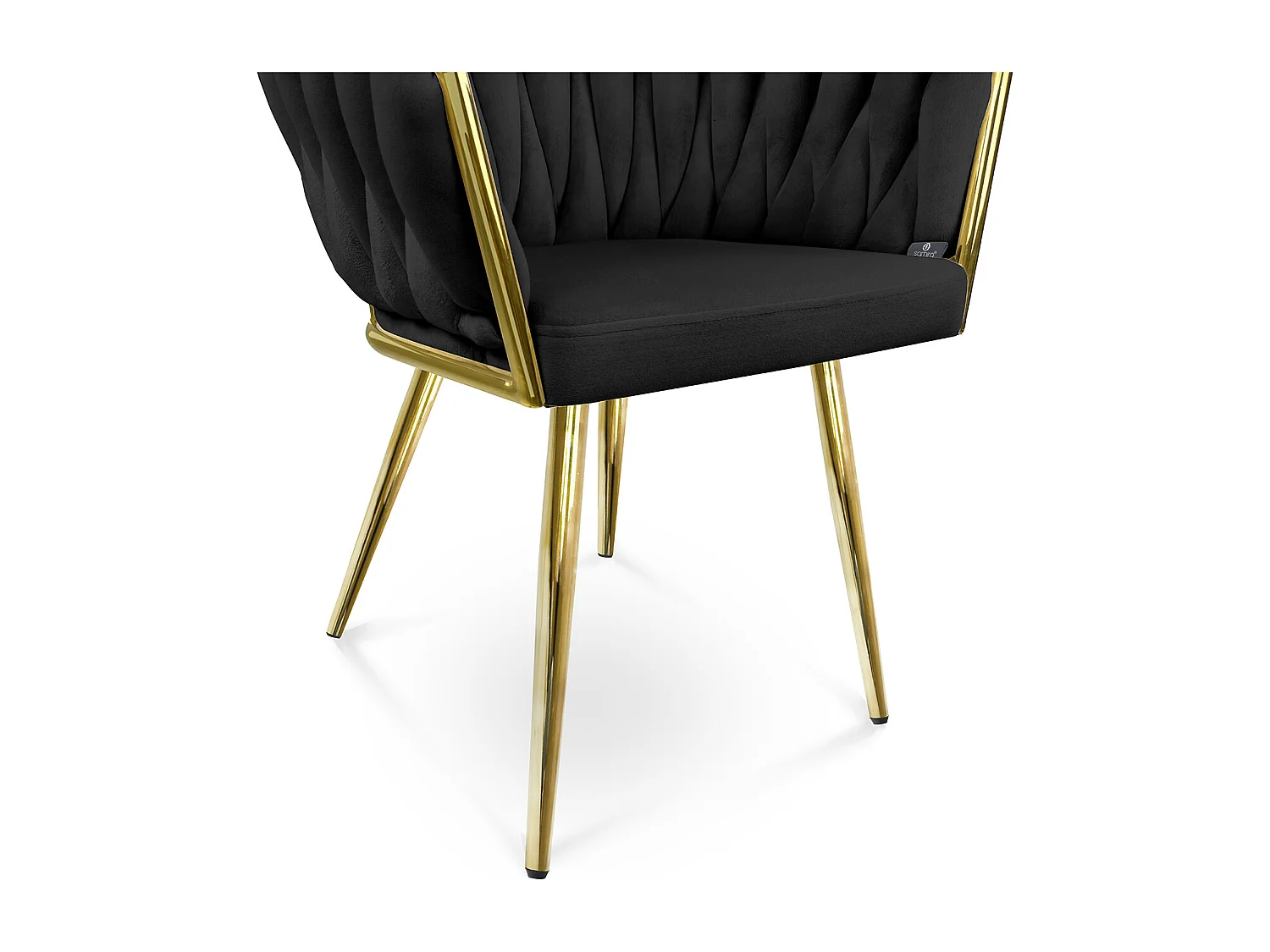 Poltrona in velluto nero, sedia imbottita da pranzo – Elise
