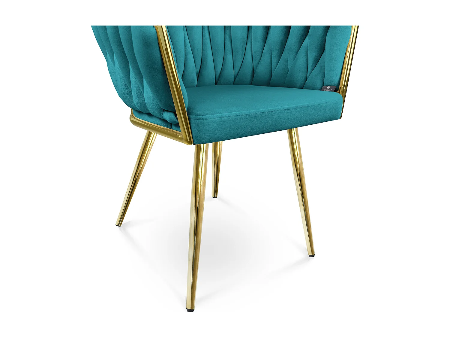 Poltrona in velluto verde petrolio, sedia imbottita da pranzo – Elise