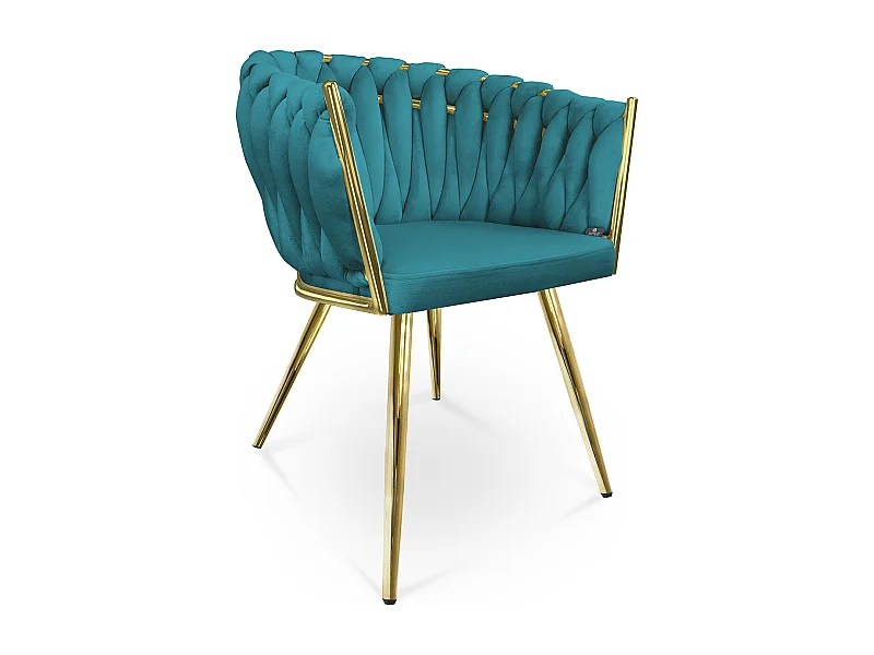 Poltrona in velluto verde petrolio, sedia imbottita da pranzo – Elise