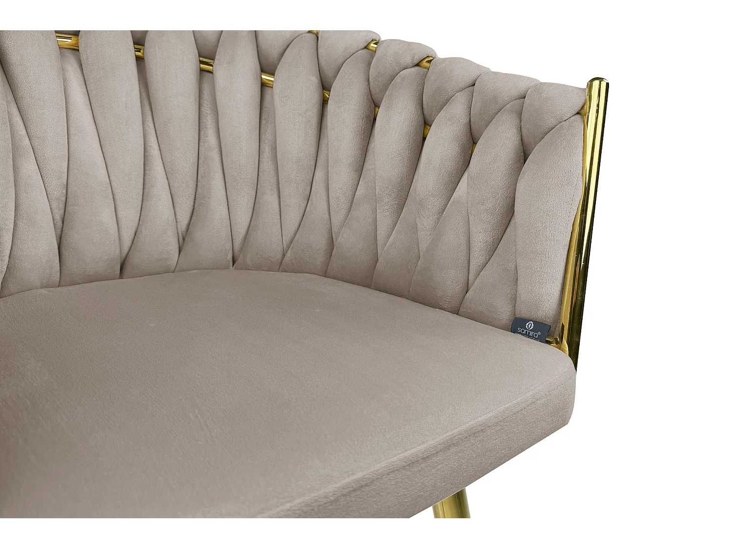 Poltrona in velluto tortora, sedia imbottita da pranzo – Elise