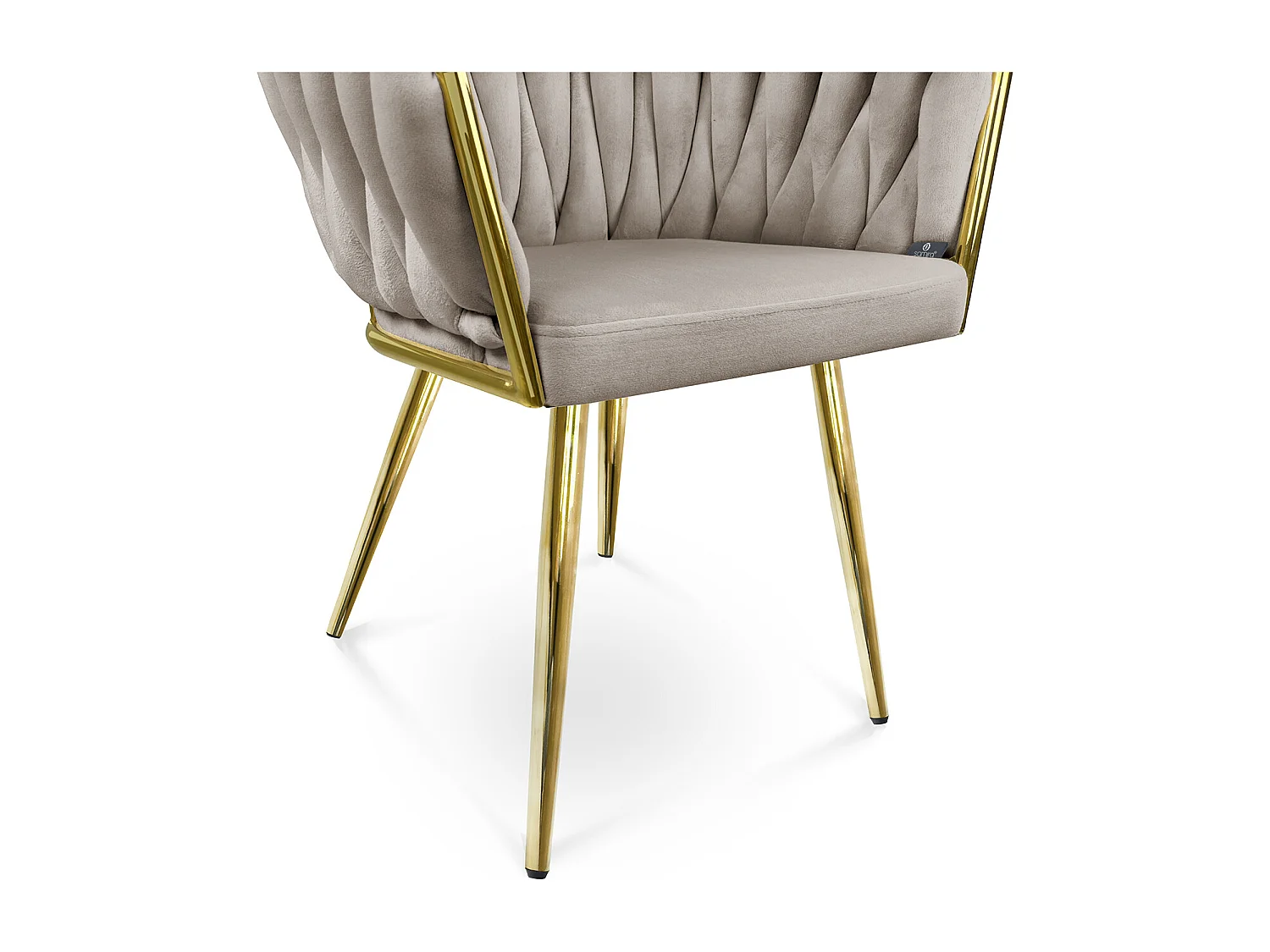 Poltrona in velluto tortora, sedia imbottita da pranzo – Elise