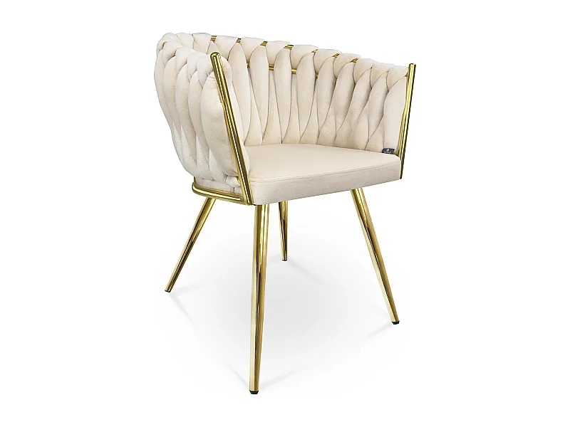 Poltrona in velluto beige, sedia imbottita da pranzo – Elise