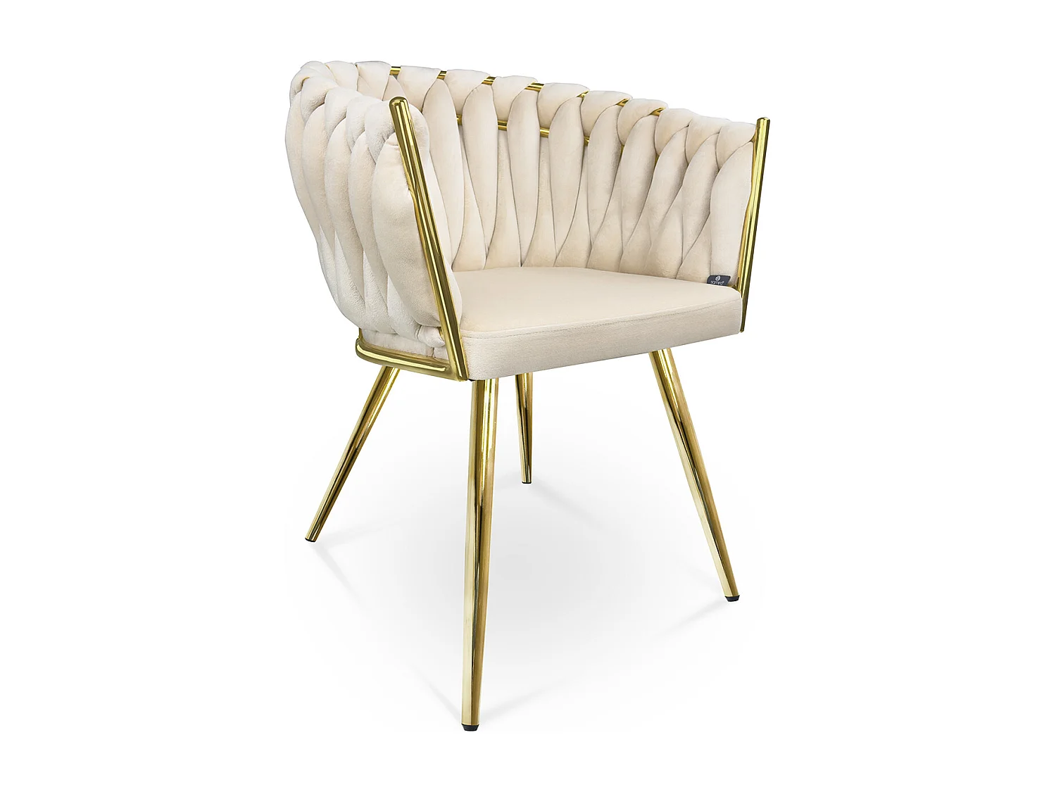 Poltrona in velluto beige, sedia imbottita da pranzo – Elise