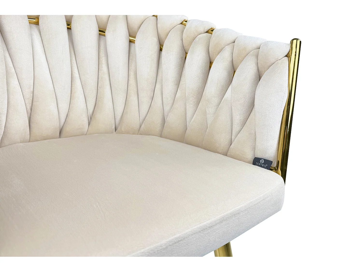 Poltrona in velluto beige, sedia imbottita da pranzo – Elise