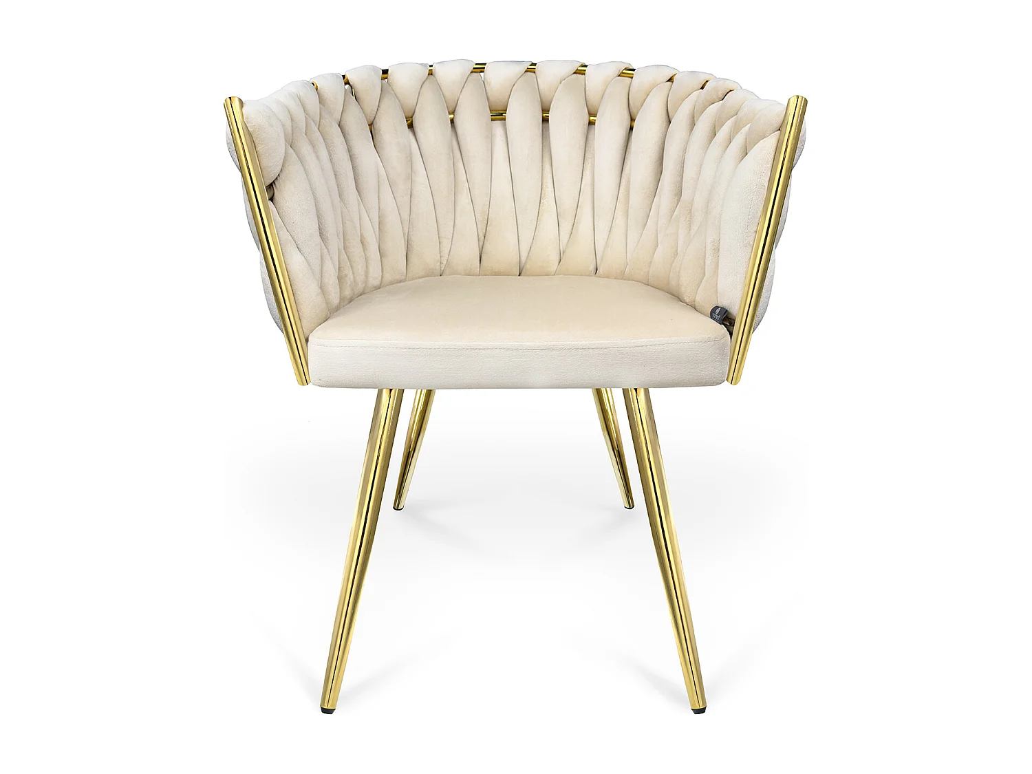 Poltrona in velluto beige, sedia imbottita da pranzo – Elise