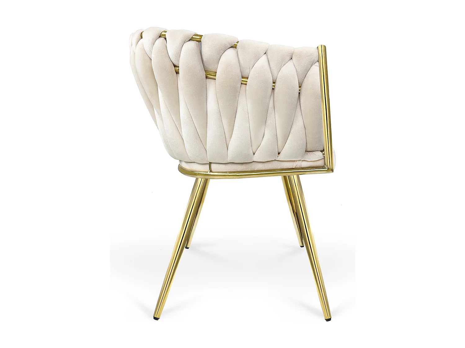 Poltrona in velluto beige, sedia imbottita da pranzo – Elise