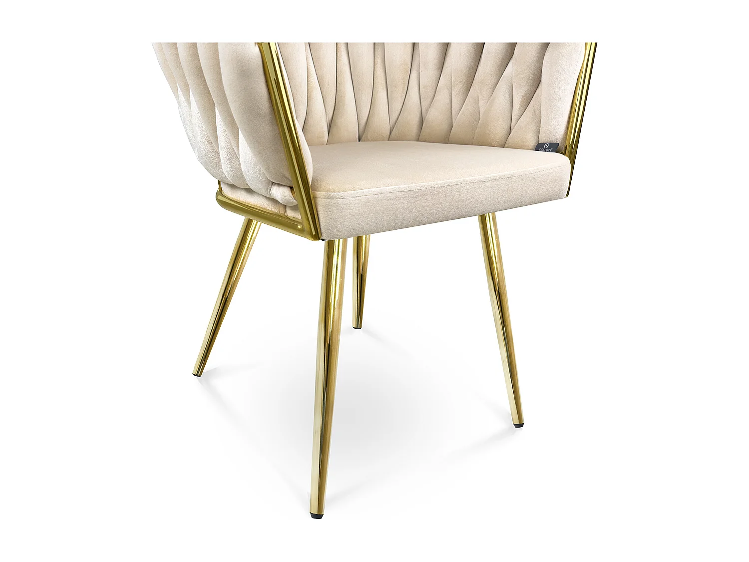 Poltrona in velluto beige, sedia imbottita da pranzo – Elise