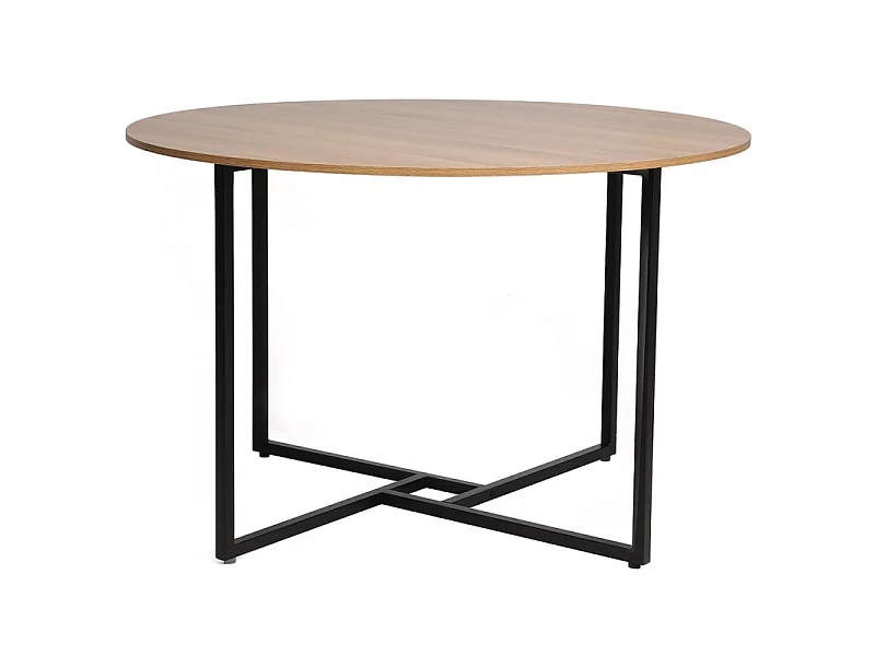 Table basse ronde "Alto" - Beige chêne/Noir - D 120 x H 76 cm