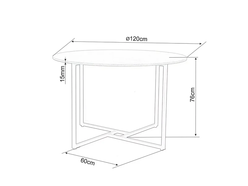 Table basse ronde "Alto" - Beige chêne/Noir - D 120 x H 76 cm