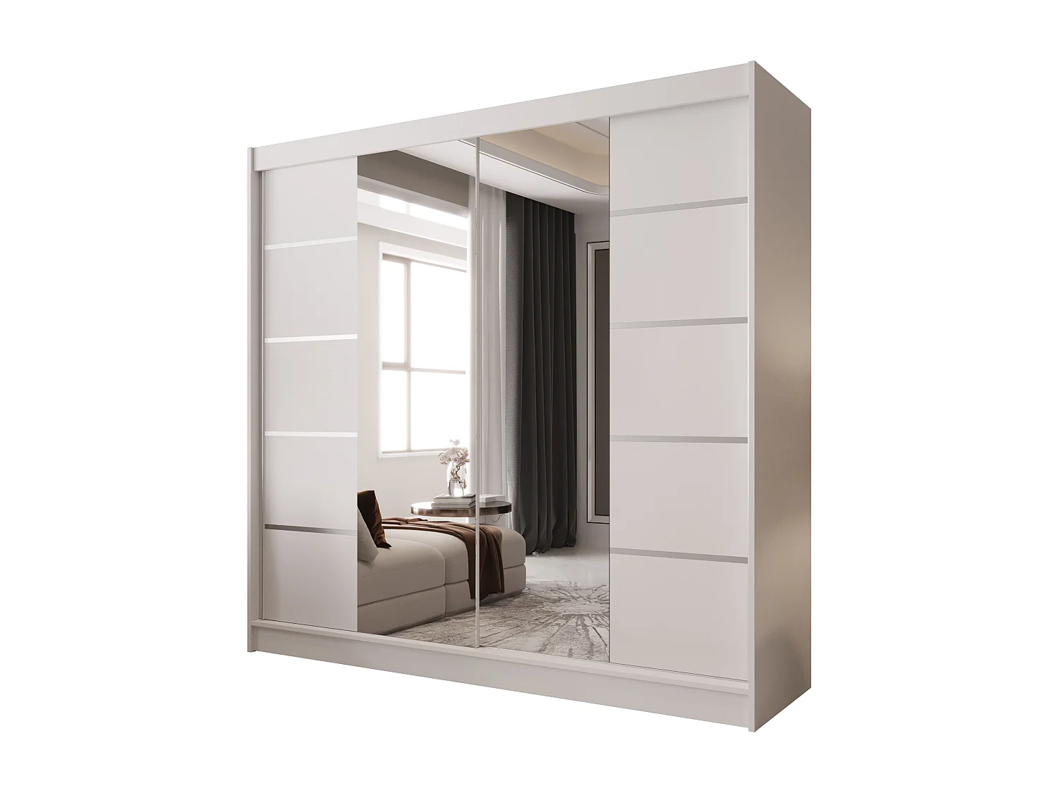 Zweitüriger Schiebeschrank mit Spiegel BOSTON B5 Weiß