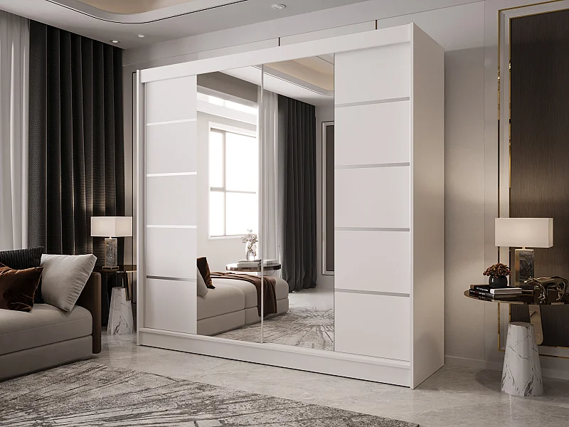 Zweitüriger Schiebeschrank mit Spiegel BOSTON B5 Weiß