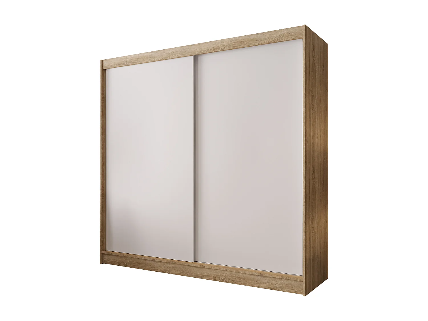Zweitüriger Schiebeschrank mit Spiegel BOSTON B10 Sonoma/Weiß