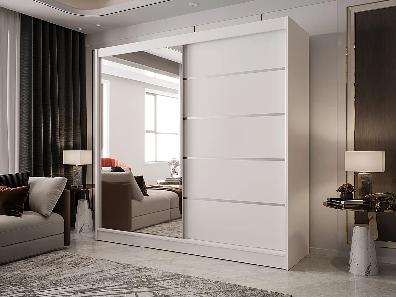 Zweitüriger Schiebeschrank mit Spiegel BOSTON B3 Weiß