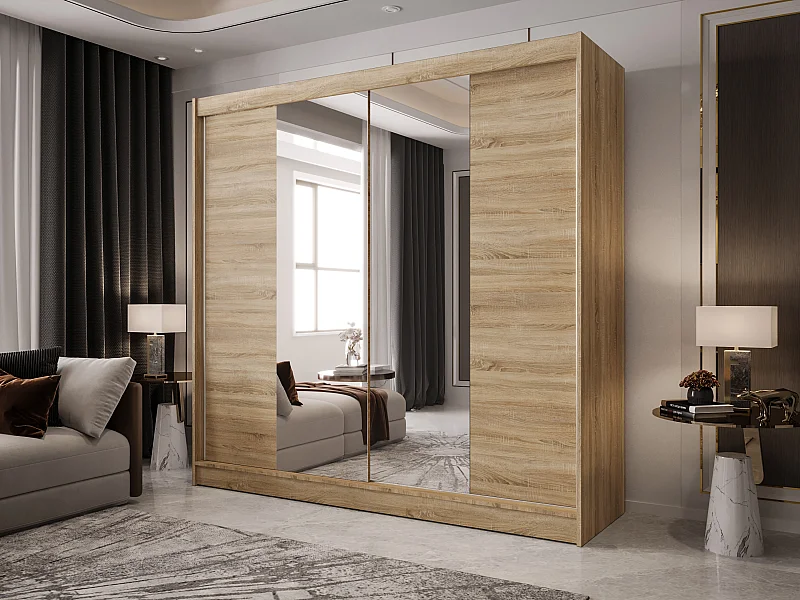 Zweitüriger Schiebeschrank mit Spiegel BOSTON B2 Sonoma