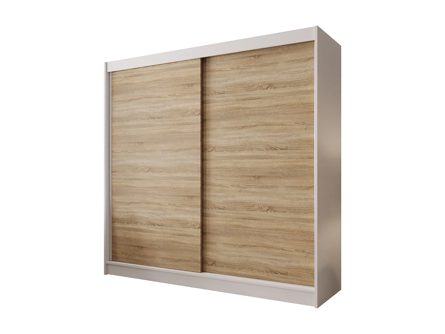 Zweitüriger Schiebeschrank mit Spiegel BOSTON B10 Weiß/Sonoma