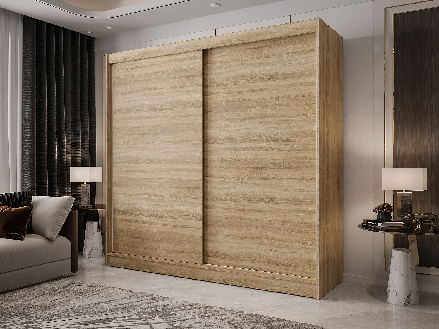 Zweitüriger Schiebeschrank mit Spiegel BOSTON B10 Sonoma