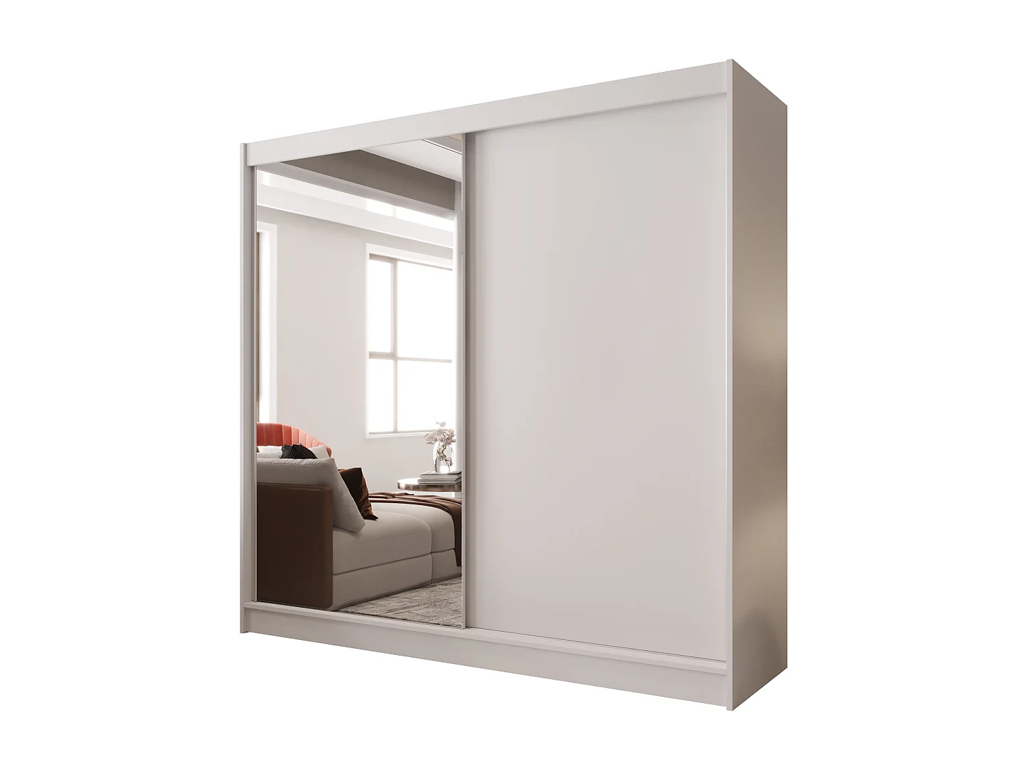 Zweitüriger Schiebeschrank mit Spiegel BOSTON B1 Weiß