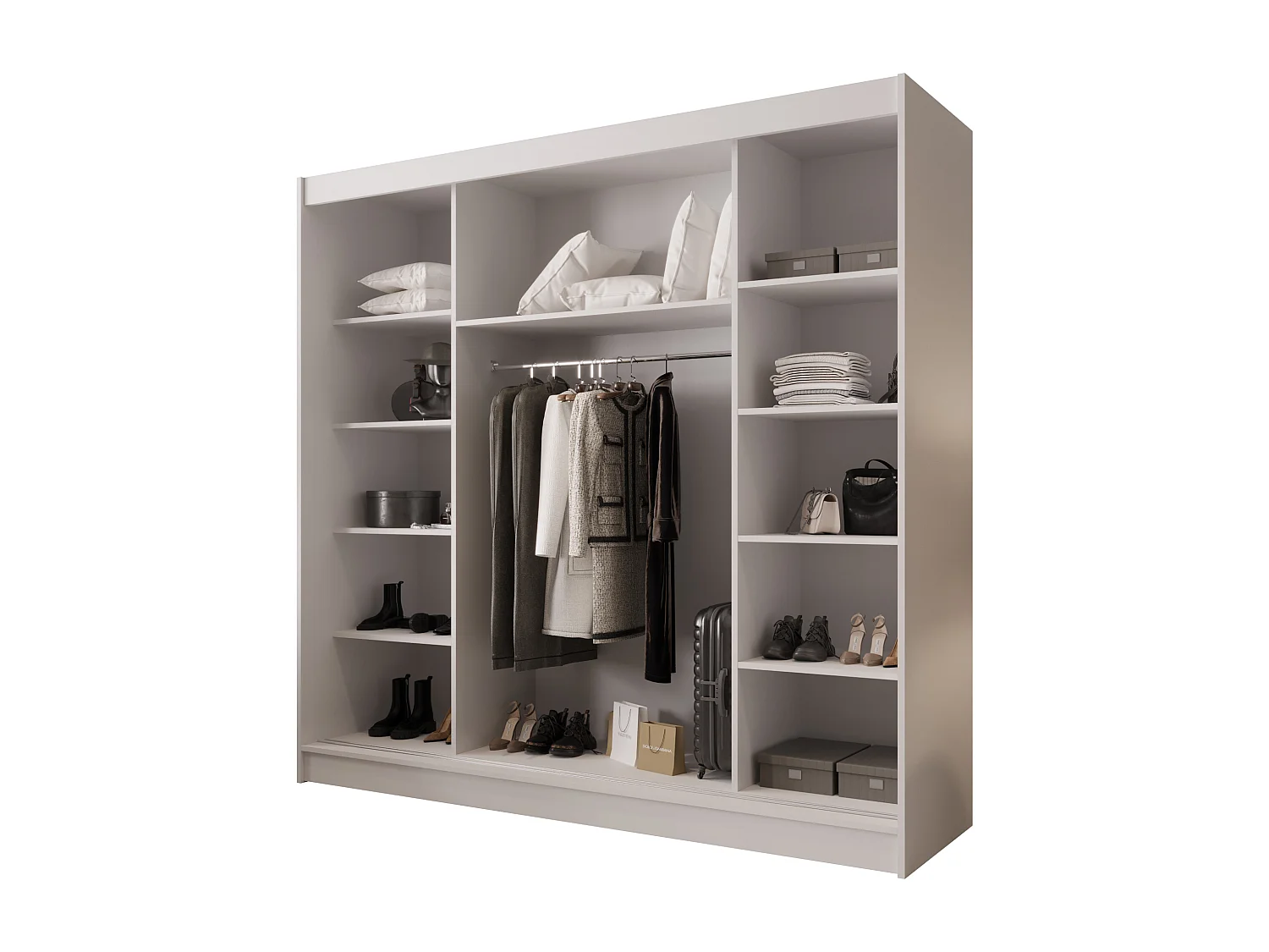 Zweitüriger Schiebeschrank mit Spiegel BOSTON B10 Weiß/Artisan