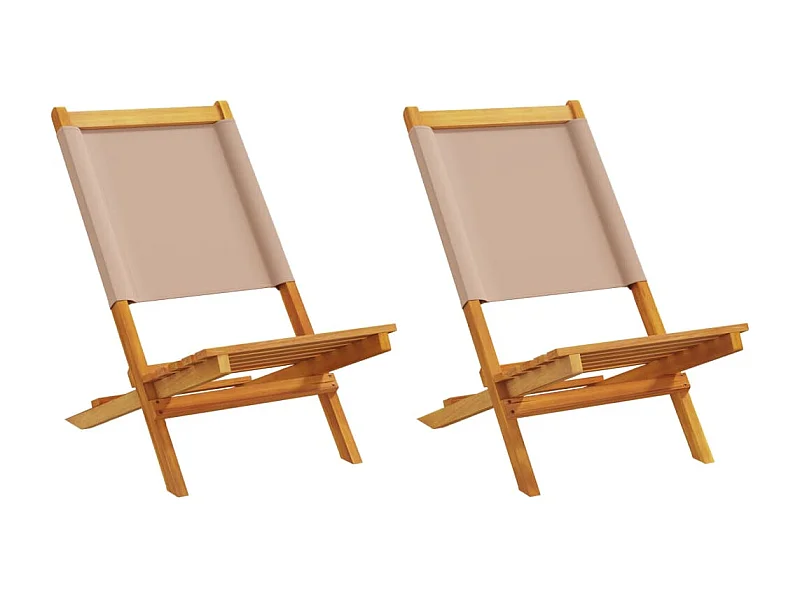 Gartenstühle 2er Set Taupe Massivholz Akazie und Stoff