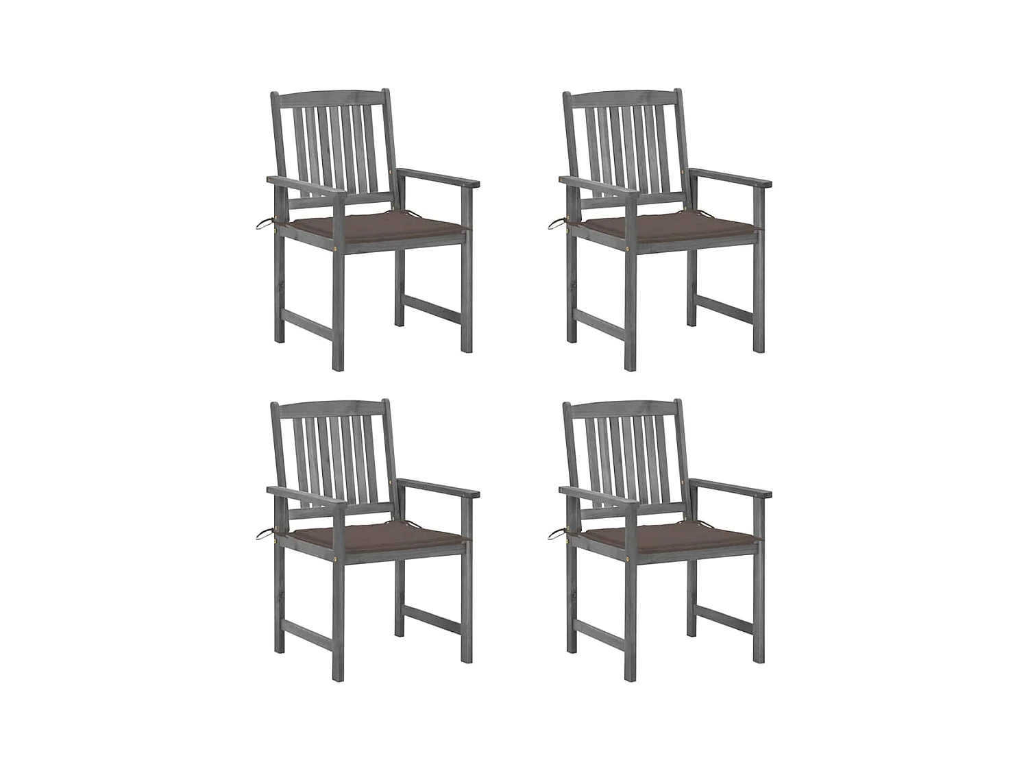 Chaises de jardin et coussins lot de 4 Gris Bois acacia massif
