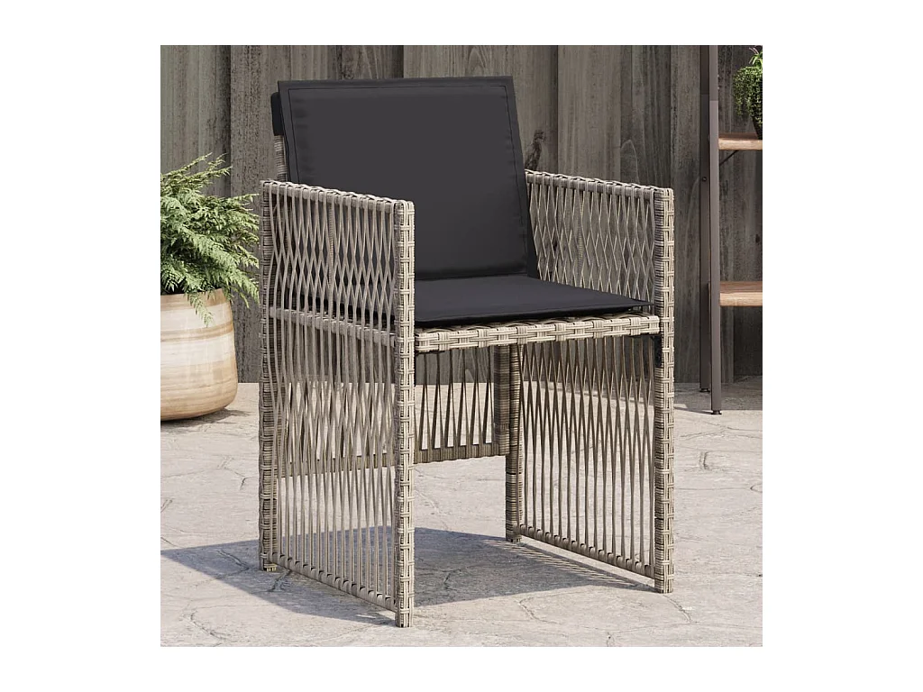 Chaises de jardin avec coussins lot de 4 gris clair poly rotin