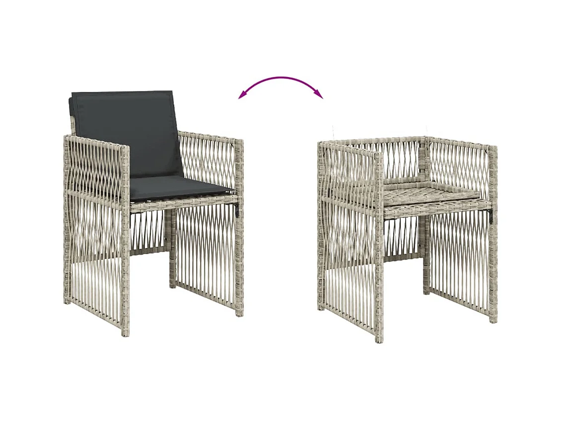 Chaises de jardin avec coussins lot de 4 gris clair poly rotin