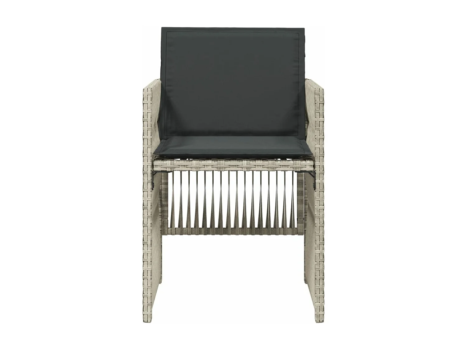 Chaises de jardin avec coussins lot de 4 gris clair poly rotin